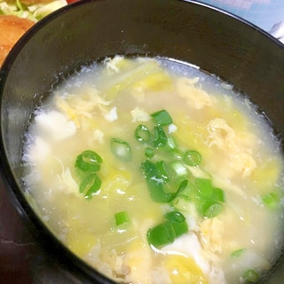 鶏肉と春キャベツの卵スープ